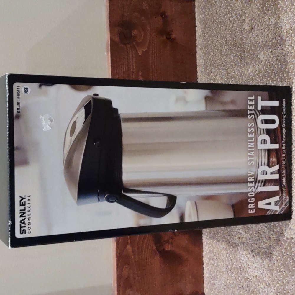 Stanley ergoserve stainless steel airpot for serving hot beverages, new